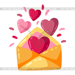 Happy Valentine Day letter with hearts. Holiday - vector clip art