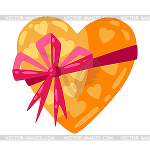 Happy Valentine Day gift heart box. Holiday romanti - vector image