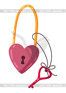 Happy Valentine Day lock heart. Holiday romantic an - vector image