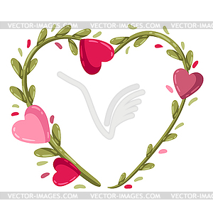 С Днем Святого Валентина цветочная рамка сердце. День отдыха - иллюстрация в векторном формате