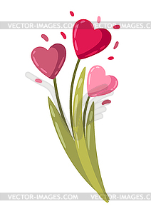 Happy Valentine Day bouquet hearts. Holiday romanti - color vector clipart