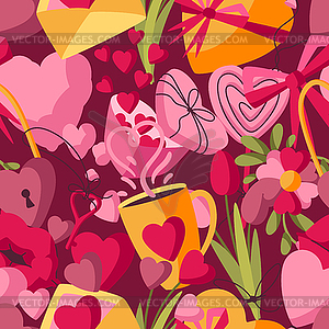 Happy Valentine Day seamless pattern. Holiday - vector clipart