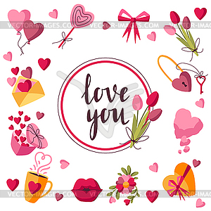 Happy Valentine Day greeting card. Holiday - vector image