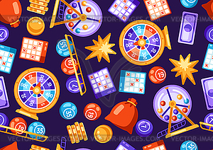 Lottery and bingo seamless pattern. Icons of - vector clip art