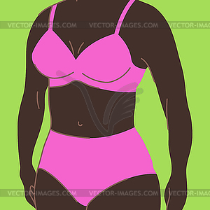 Pretty american african woman in bikini. Bra and - vector image