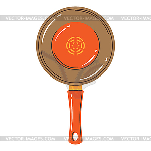 Cooking pan. Stylized kitchen and restaurant utensil - vector clipart