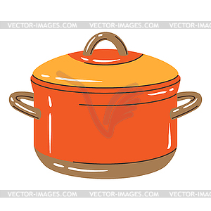 Cooking pan. Stylized kitchen and restaurant utensil - vector EPS clipart