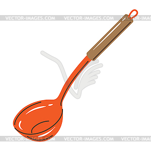 Cooking ladle. Stylized kitchen and restaurant - vector image