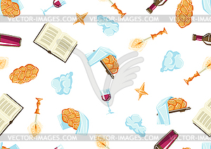 Shabbat Shalom seamless pattern with religious - vector clipart