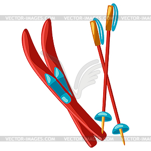 Winter skis. Symbol in style - vector image