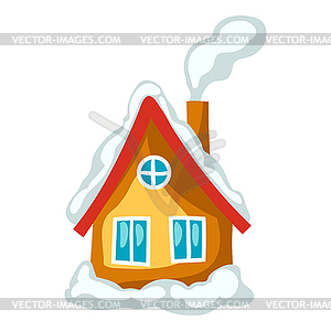 Winter house in snow. Symbol in style - vector image