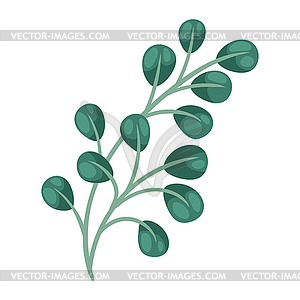 Stylized branch with leaves. Decorative plant - vector clip art