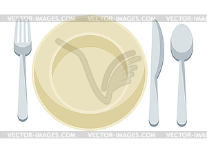 Plate with cutlery. Breakfast icon. Food item for - vector clipart