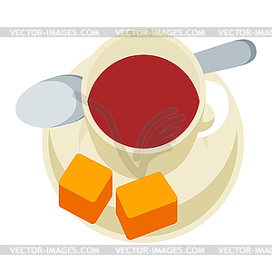 Cup coffee with sugar. Breakfast icon. Food item fo - vector image