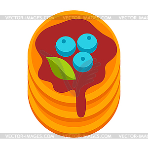 Pancakes with blueberries. Breakfast icon. Food ite - vector clip art