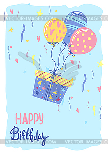 Happy Birthday greeting card. Celebration or holida - vector clipart