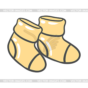 Baby socks. Clothes for newborn. Happy Birthday - stock vector clipart