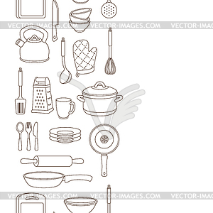 Seamless pattern with kitchen utensils. Cooking - royalty-free vector image