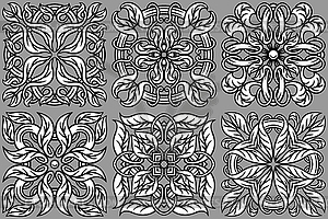 Portuguese azulejo ceramic tile pattern. - white & black vector clipart