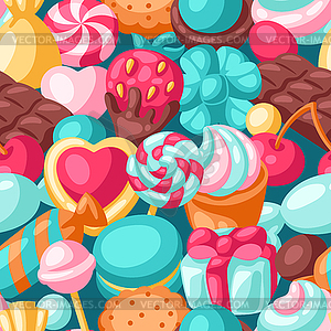 Seamless pattern various candies and sweets. - royalty-free vector image