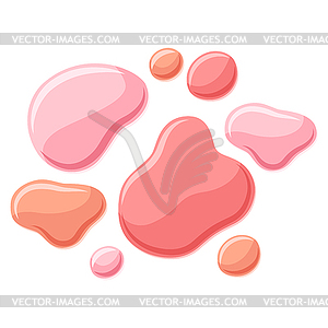 Pink liquid blots, splash and drops. Bacground - royalty-free vector image