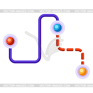 Background design with path between points. travel - vector clip art