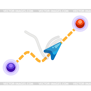 Background design with path between points. travel - vector clipart