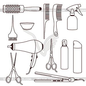 Barbershop set of professional hairdressing tools. - vector image