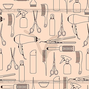 Barbershop seamless pattern with professional - vector image