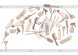 Barbershop background with professional hairdressin - vector clipart