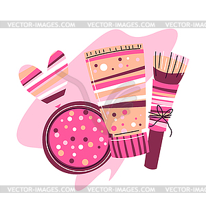 Background with cosmetics for skincare and makeup. - vector clipart