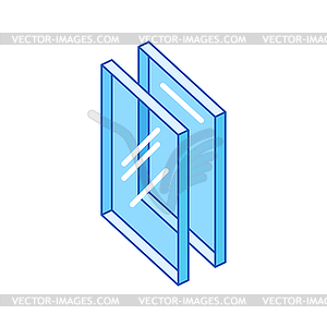 Glass layers. Cross section double glazed window - color vector clipart