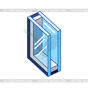 Cross section double glazed window. PVC plastic or - vector image