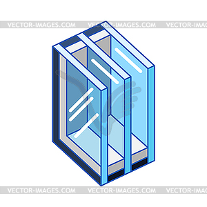 Cross section double glazed window. PVC plastic or - vector clipart