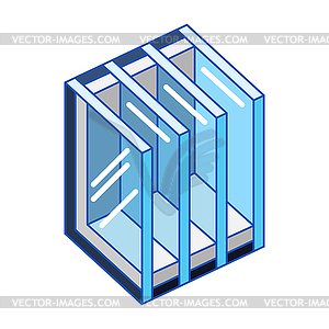 Cross section double glazed window. PVC plastic or - vector clipart