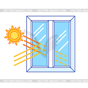 Sun protection with double glazed window. PVC - vector clip art