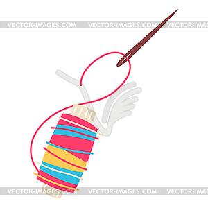 Sewing threads needlework item. Handicraft and . - vector image