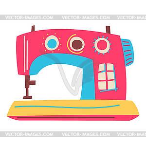 Sewing machine needlework item. Handicraft and . - vector image