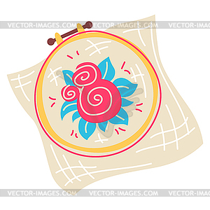 Embroidery hoops needlework item. Handicraft and . - vector clip art