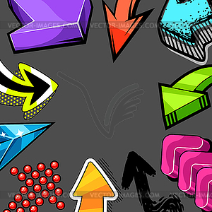 Frame with abstract graffiti arrows. Cartoon teenag - vector image