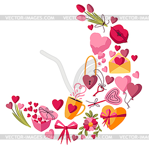 Happy Valentine Day decoration. Holiday background - vector clip art