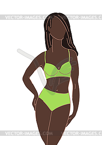 Pretty woman in bikini. Bra and panties set. - vector clip art