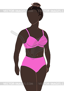 Pretty woman in bikini. Bra and panties set. - vector image