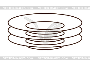 Plates stack. Stylized kitchen and restaurant - royalty-free vector clipart