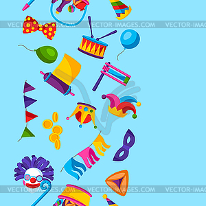 Happy Purim Jewish holiday seamless pattern. - vector clip art