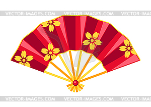 Chinese fan. Asian tradition New Year symbol - vector image