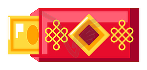 Chinese envelope with money. Asian tradition New - vector clipart