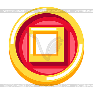 Chinese gold coin. Asian tradition New Year symbol - vector clip art