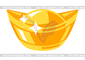 Chinese gold ingot. Asian tradition New Year symbol - vector clip art