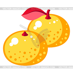 Chinese two tangerines. Asian tradition New Year - royalty-free vector clipart